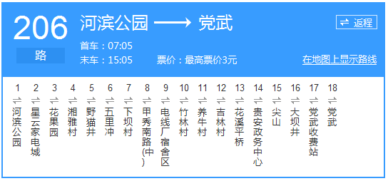 貴陽(yáng)公交206路路線示意圖