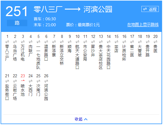 貴陽(yáng)公交251路路線示意圖