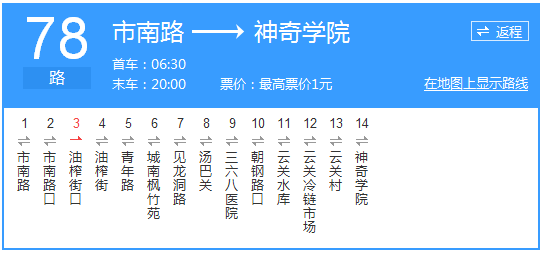 貴陽公交78路路線示意圖